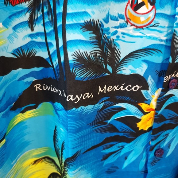 NWT‎ Rima Mexican Riviera Shirt Men's XL Blue Tropical Hawaiian Camp Terivoile - Picture 5 of 11